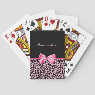 Jeu De Cartes "Trendy Pink And Black Leopard Hot Pink Ribbon