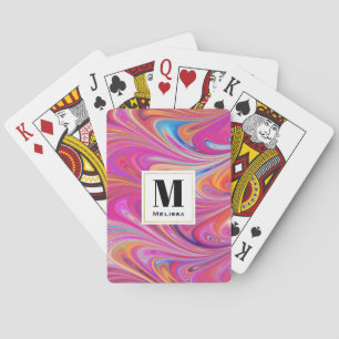 Jeu De Cartes Trippy rose et orange Tourbillonnant design Monogr