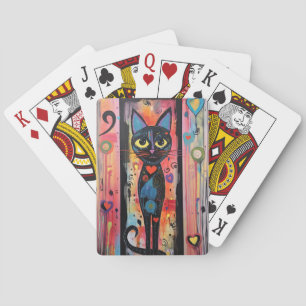 Jeu De Cartes Triste Chat Gros Yeux Peint