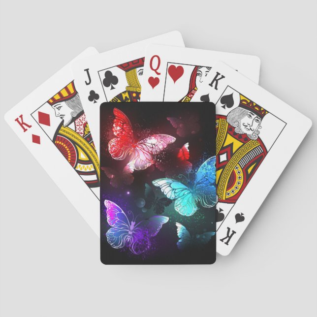 Jeu De Cartes Trois papillons brillants sur l'arrière - plan de  (dos)
