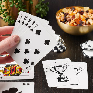 Jeu De Cartes Trophée Dessiné à la Main Rétro Noir et Blanc Réco