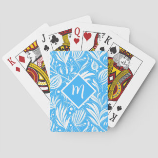 Jeu De Cartes Tropical Blue Floral Pattern Diamond Monogramme