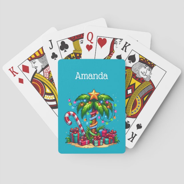 Jeu De Cartes Tropical Christmas Holiday Palm Tree (dos)