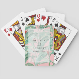 Jeu De Cartes Tropical Pink Tropical Palm Banana Feuille Mariage