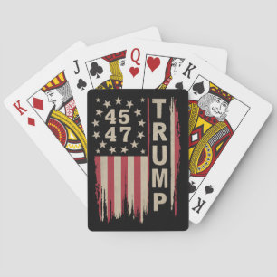 Jeu De Cartes Trump 45 47 Vintage Retro America USA Drapeau