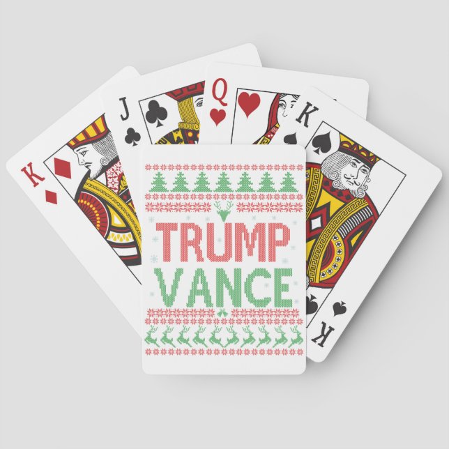 Jeu De Cartes Trump Vance Républicain Moche Noël Sweater Noël (dos)