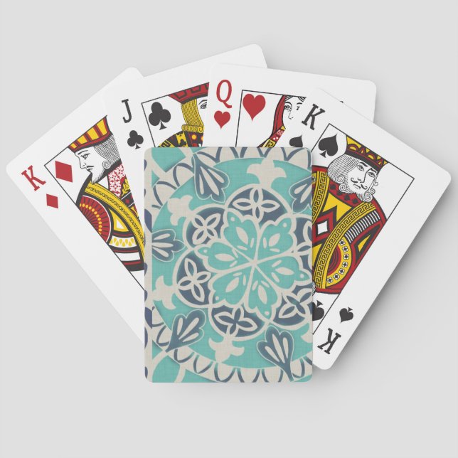 Jeu De Cartes Tuile Batik Ier Bleu (dos)