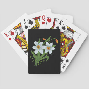 Jeu De Cartes Tulipes et jonquilles Fleurs Arrière - plan noir