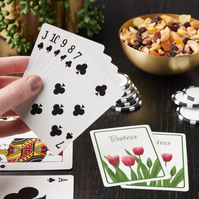 Jeu De Cartes Tulipes rouges avec verdure (In Situ)