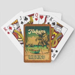 Jeu De Cartes Tulum Mexico Palm Tree Vintage voyage Souvenir
