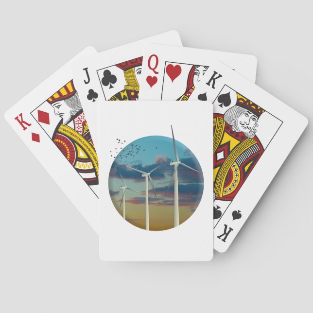 Jeu De Cartes Turbines à vent peint ciel (dos)