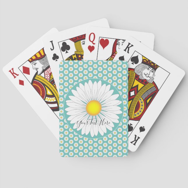 Jeu De Cartes Turquoise Joli petit marguerite Personnalisé Rouge (dos)