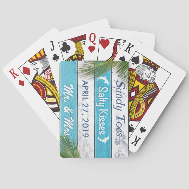 Jeu De Cartes Turquoise Sandy Toes Salty Baisers Personnalisable (dos)