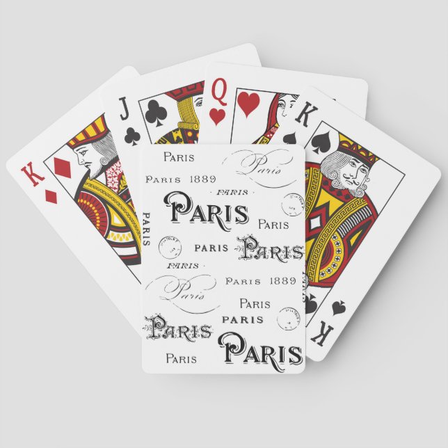 Jeu De Cartes Typographie Calligraphie Paris France Tour Eiffel (dos)