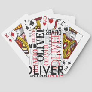 Jeu De Cartes Typographie noire et rouge en détresse Cool White