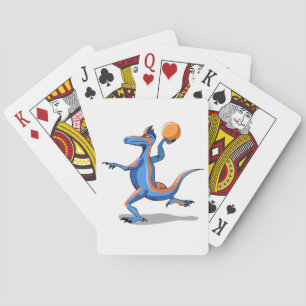 Jeu De Cartes Un Dessin Iguanodon Jouant Au Basket-Ball.