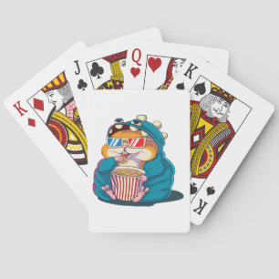 Jeu De Cartes Un hamster drôle portant des lunettes mange du pop