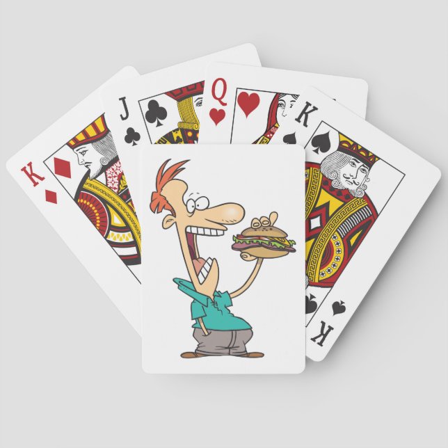 Jeu De Cartes Un Homme Amusant Mange Un Sandwich (dos)