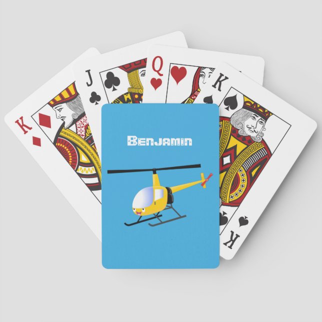 Jeu De Cartes Un joli hélicoptère de dessin animé jaune (dos)