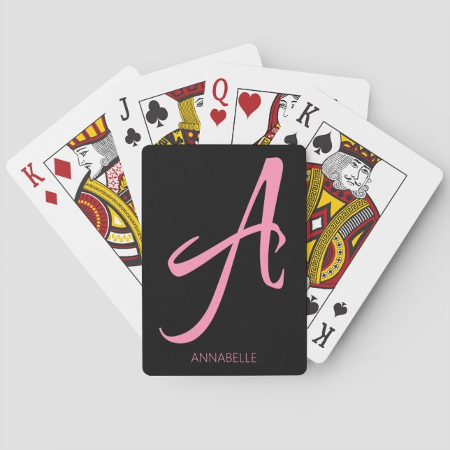 Jeu De Cartes Un monogramme rose personnalisé (dos)