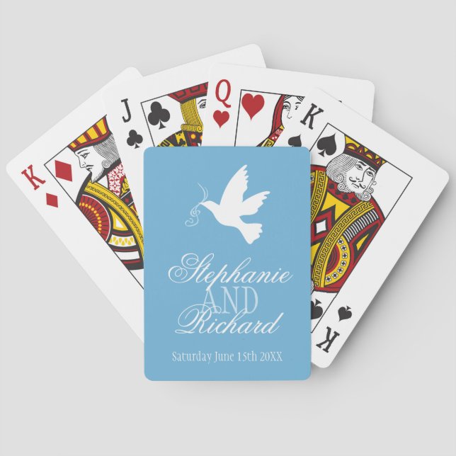 Jeu De Cartes Un nom de mariage bleu colombe blanc jouant aux ca (dos)