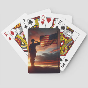 Jeu De Cartes Un Soldat Américain Salue Le Drapeau