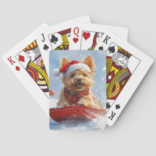 Jeu De Cartes Un Terrier australien à la luge, qu'il neige Noël