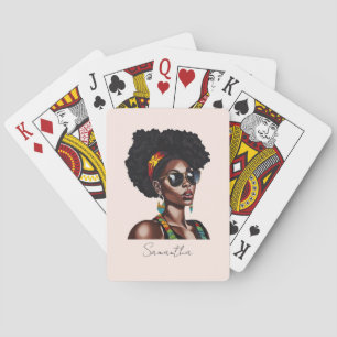 Jeu De Cartes Une Africaine Américaine avec lunettes de soleil c