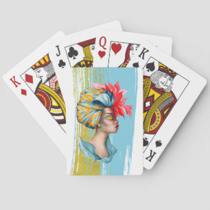 Jeu De Cartes Une Africaine Jouant Des Cartes