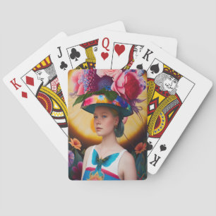 Jeu De Cartes Une dame avec un casquette solaire à fleurs