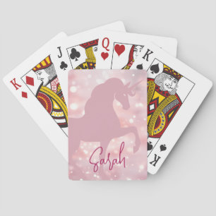 Jeu De Cartes Unicorn rose étincelant bokeh lumières nom tendanc