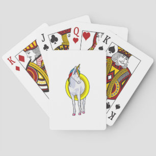 Jeu De Cartes Unicorne à la natation avec anneau de nage