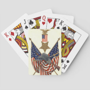 Jeu De Cartes US Flag Union Civil War Medal Eagle