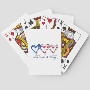 Jeu De Cartes USA Drapeau Patriotique Coeurs 4 juillet Sweet Lan