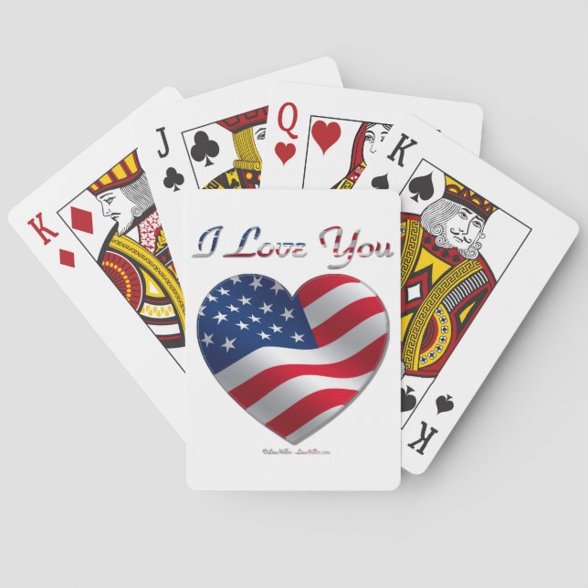 Jeu De Cartes USA Flag Heart Je t'aime (dos)