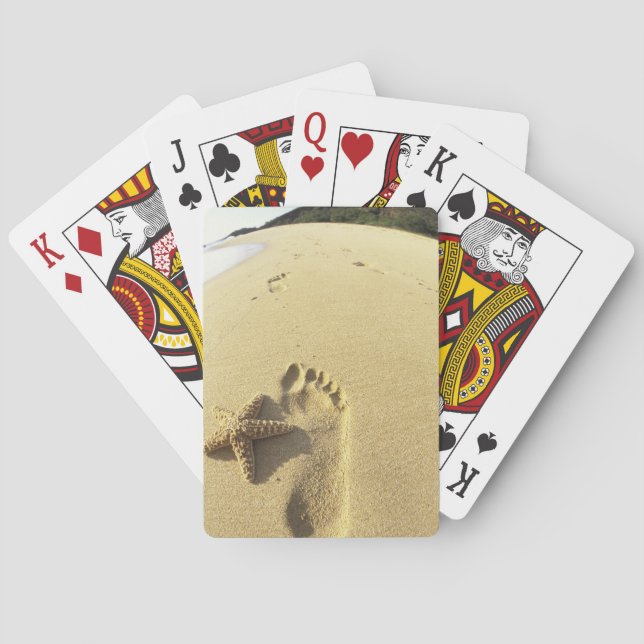 Jeu De Cartes USA, Hawaii, Maui, Makena Beach, Footprint et (dos)