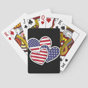 Jeu De Cartes USA Heart Flag American Patriotic 4 juillet femmes