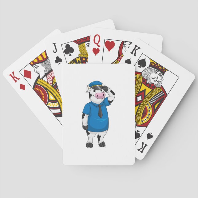 Jeu De Cartes Vache comme agent de police avec casquette de poli (dos)