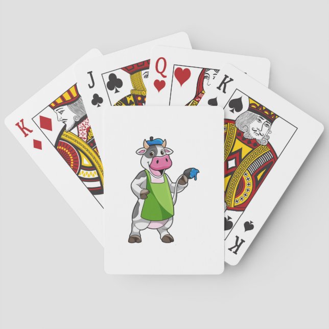 Jeu De Cartes Vache en peintre avec peinture et tablier (dos)