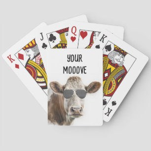 Jeu De Cartes Vache Hereford Avec Lunettes De Soleil