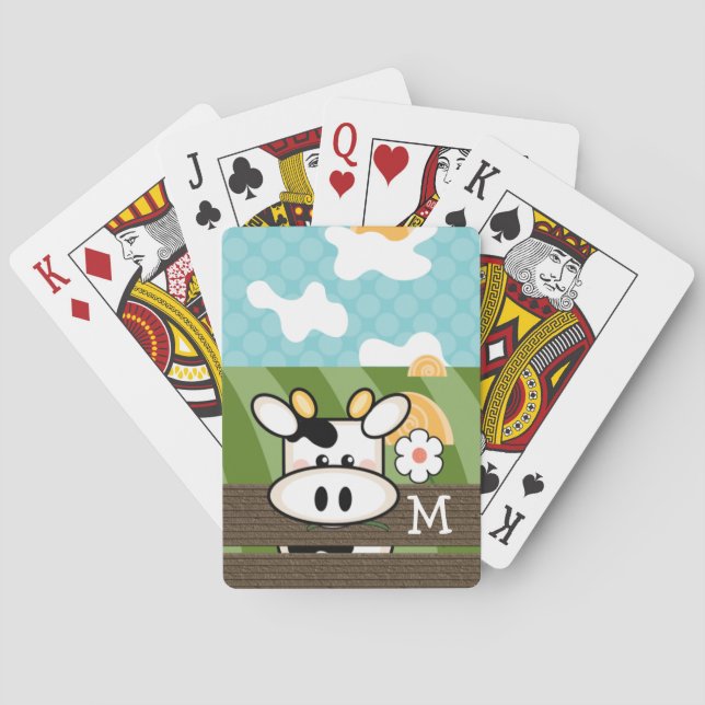 Jeu De Cartes Vache mignonne monogrammée (dos)