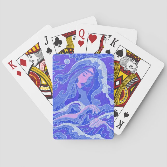 Jeu De Cartes Vague, Sirène, Imaginaire Art Asiatique fille, Ble (dos)