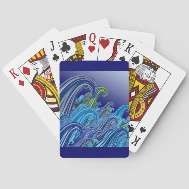 Jeu De Cartes Vagues Bleues (dos)