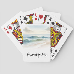 Jeu De Cartes Vagues de plage à l'aquarelle Mariage de plage côt
