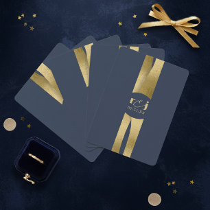 Jeu De Cartes Vagues Sculpturales Mariage Bleu Nuit Or ID1312