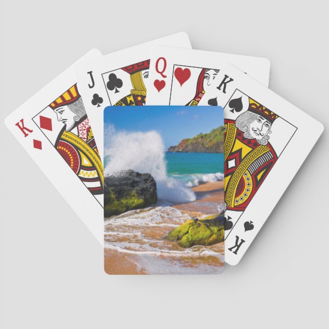 Jeu De Cartes Vagues se brisant sur la plage, Hawaï (dos)