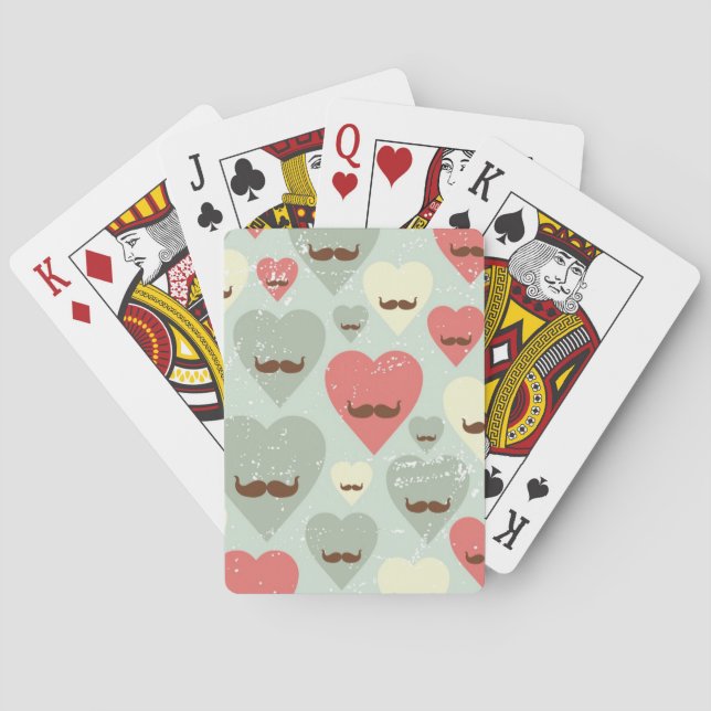 Jeu De Cartes Valentine motif avec coeur et moustache (dos)