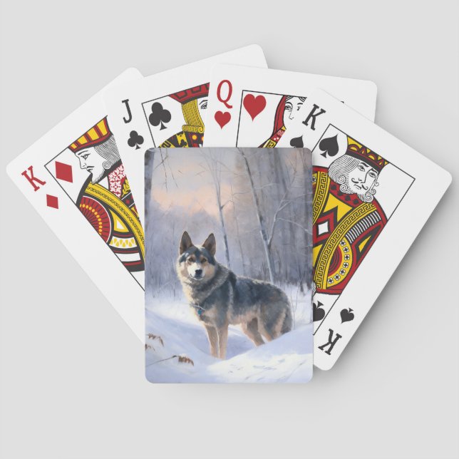 Jeu De Cartes Vallhund suédois Laisser neiger Noël (dos)