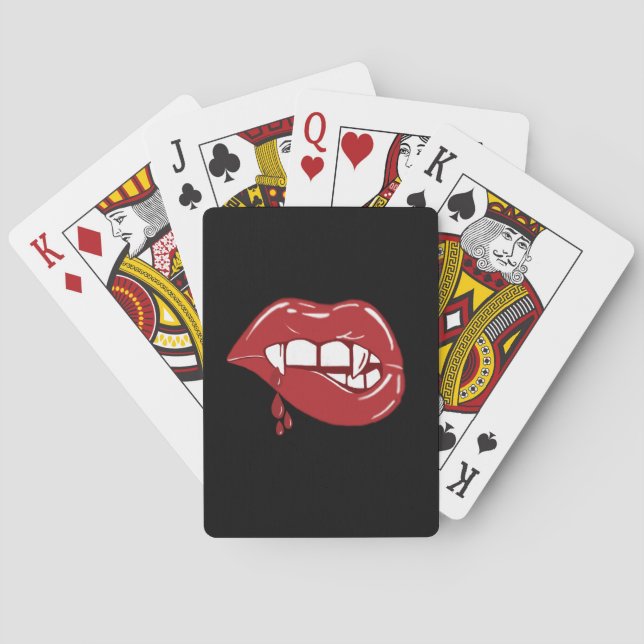 Jeu De Cartes Vampire Lèvres rouges gouttant du sang gouttes (dos)