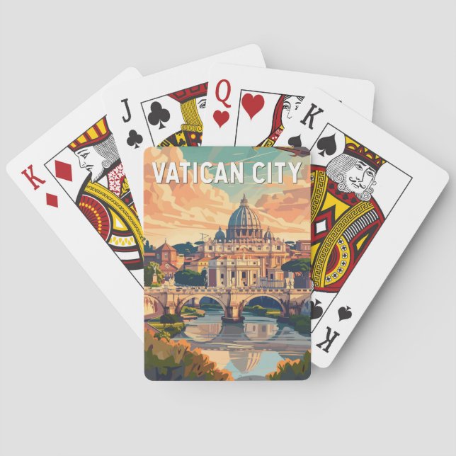 Jeu De Cartes Vatican City Travel Art Vintage (dos)